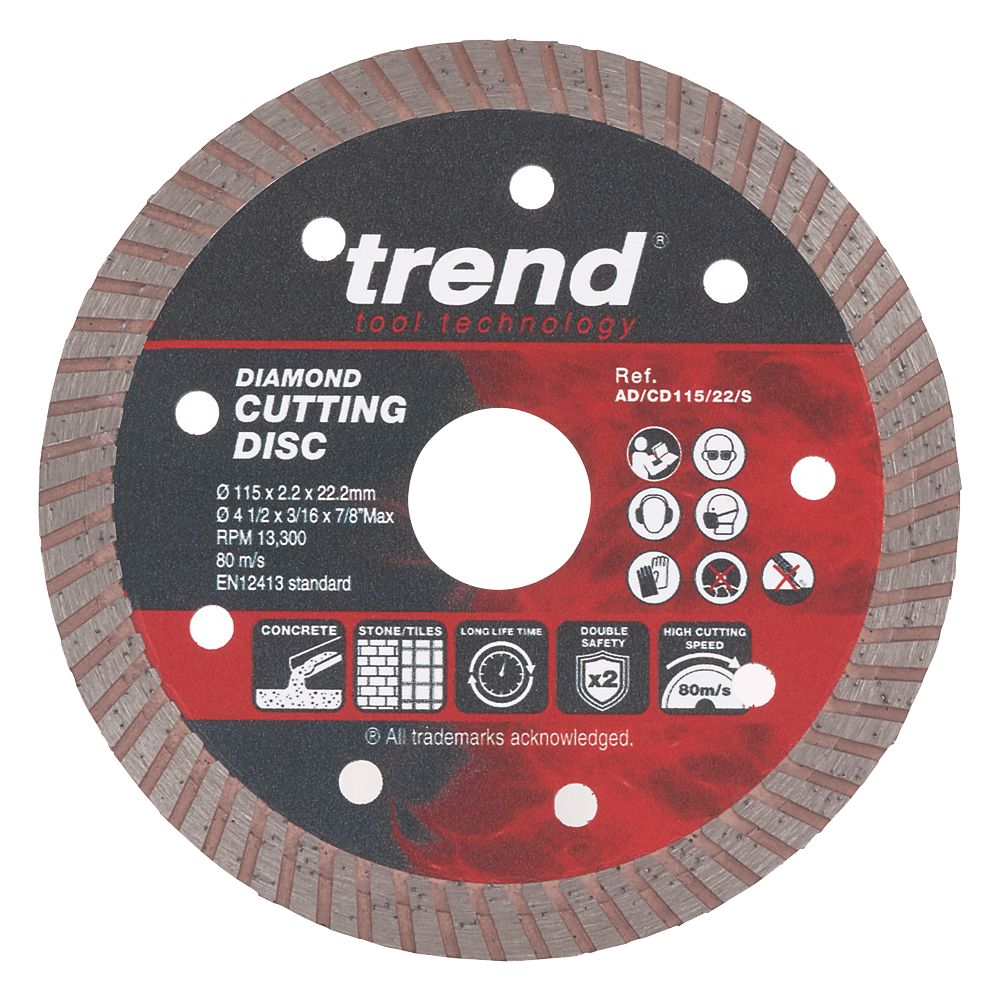 Image of Trend AD/CD115/22/S Concrete/Stone Cutting Disc 4 1/2" 