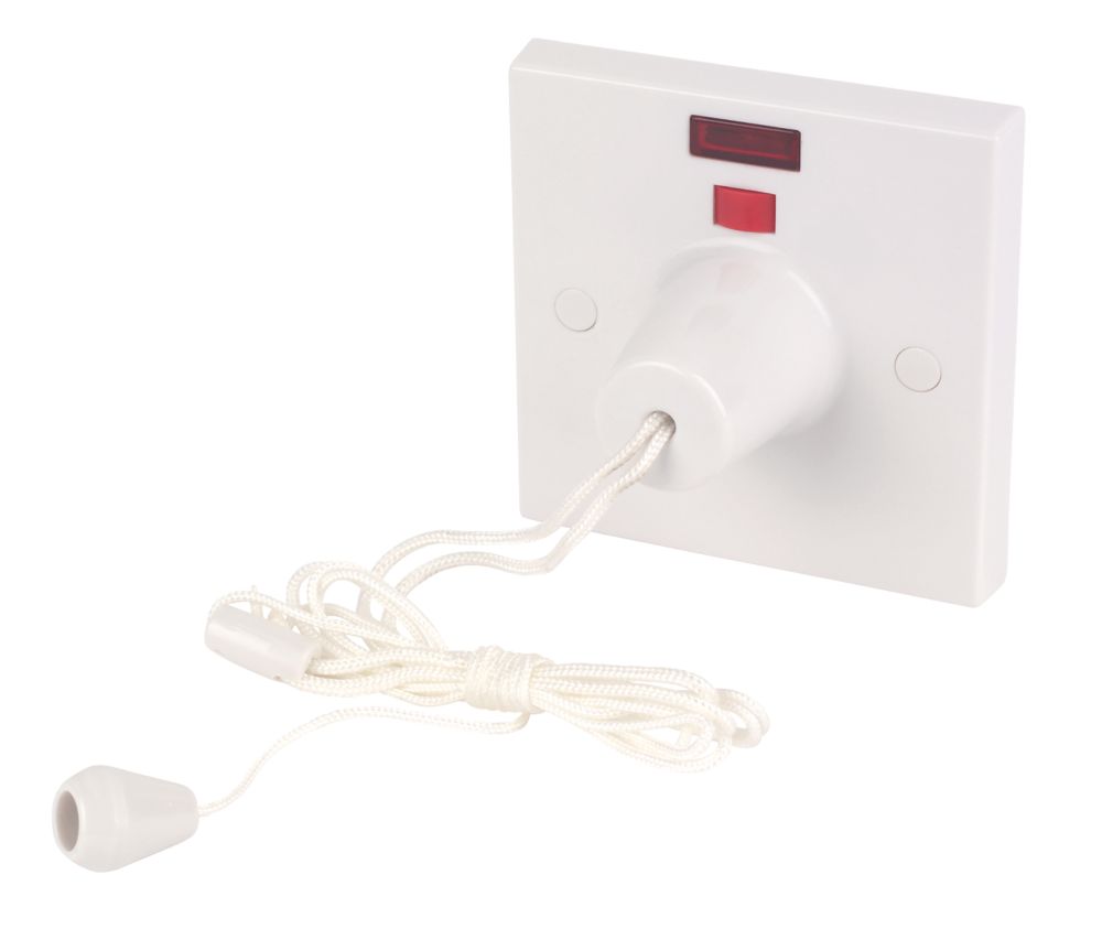 Image of 45A 1-Way Pull Cord Switch White with Neon 