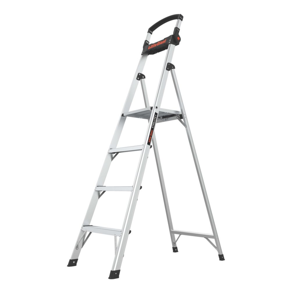 Image of Little Giant Xtra-Lite Plus Aerospace Grade Aluminium 4-Treads Platform Stepladder With Handrail 1.1m 