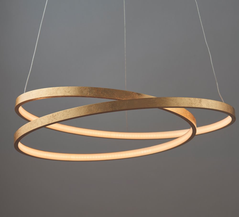 Image of Quay Design Hoops LED Ceiling Pendant Light Gold Leaf 32W 1400lm 