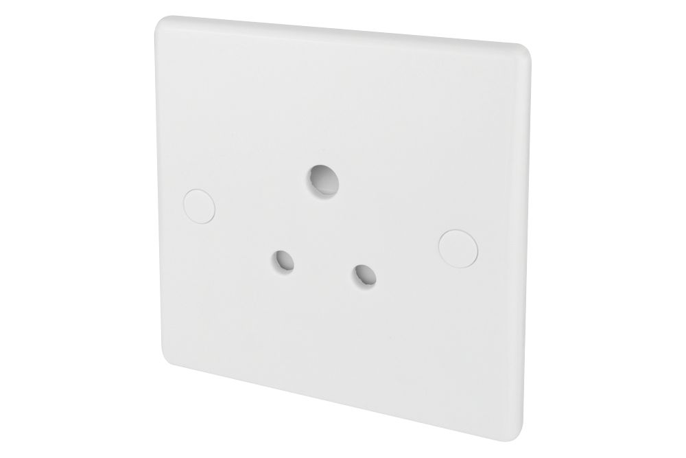 Image of Schneider Electric Ultimate Slimline 5A 1-Gang Unswitched Round Pin Plug Socket White 