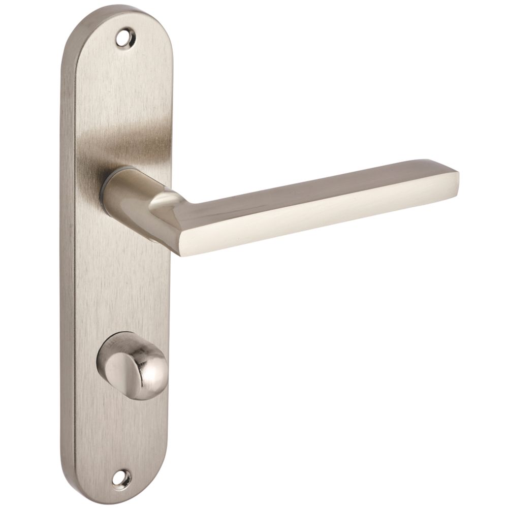 Image of Smith & Locke Murlough Fire Rated WC Door Handles Pair Brushed Nickel 