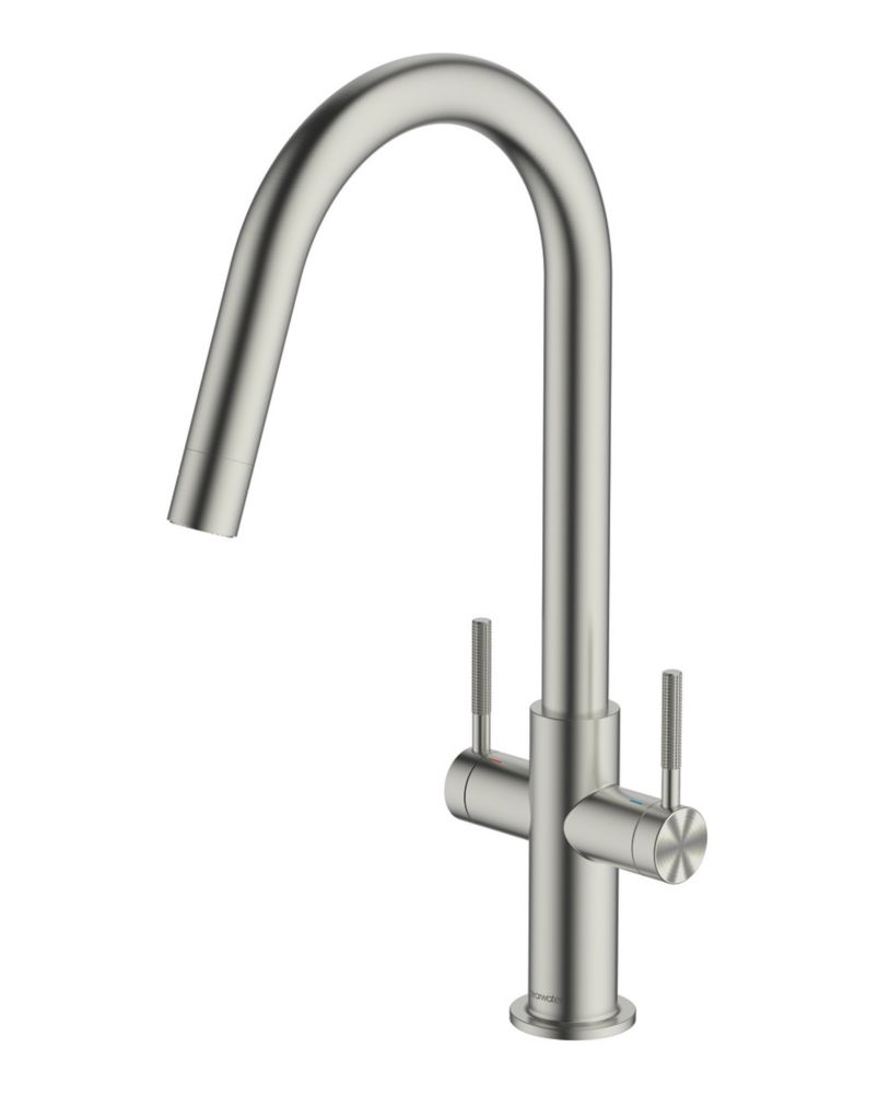 Image of Clearwater Topaz J-Spout Monobloc Mixer Tap Brushed Nickel PVD 