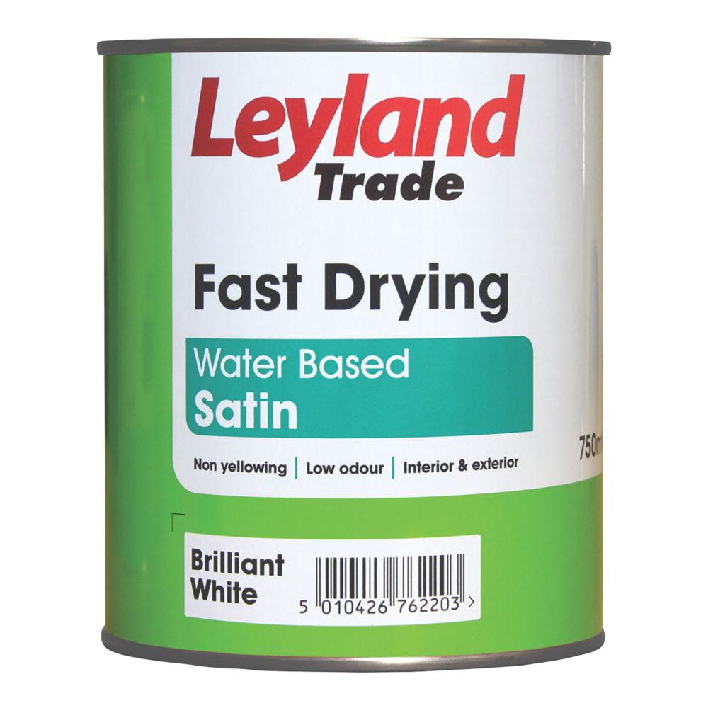 Image of Leyland Trade Fast Drying Satin Paint Brilliant White 750ml 