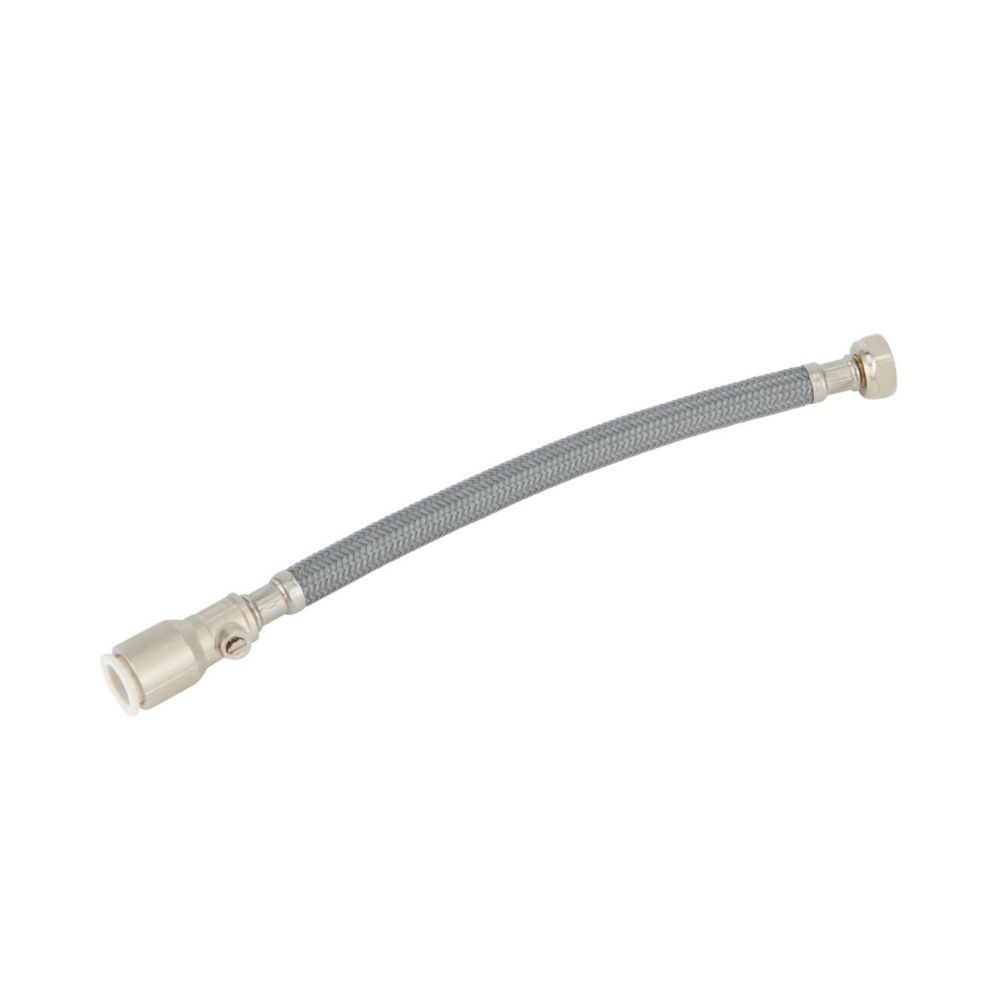 Image of Flomasta Push-Fit Straight Flexible Hose with Isolating Valve 15mm x 1/2" x 300mm 