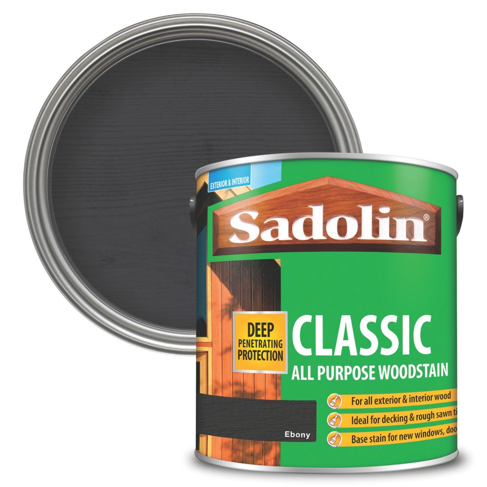 Image of Sadolin Classic Woodstain Matt Ebony 2.5Ltr 