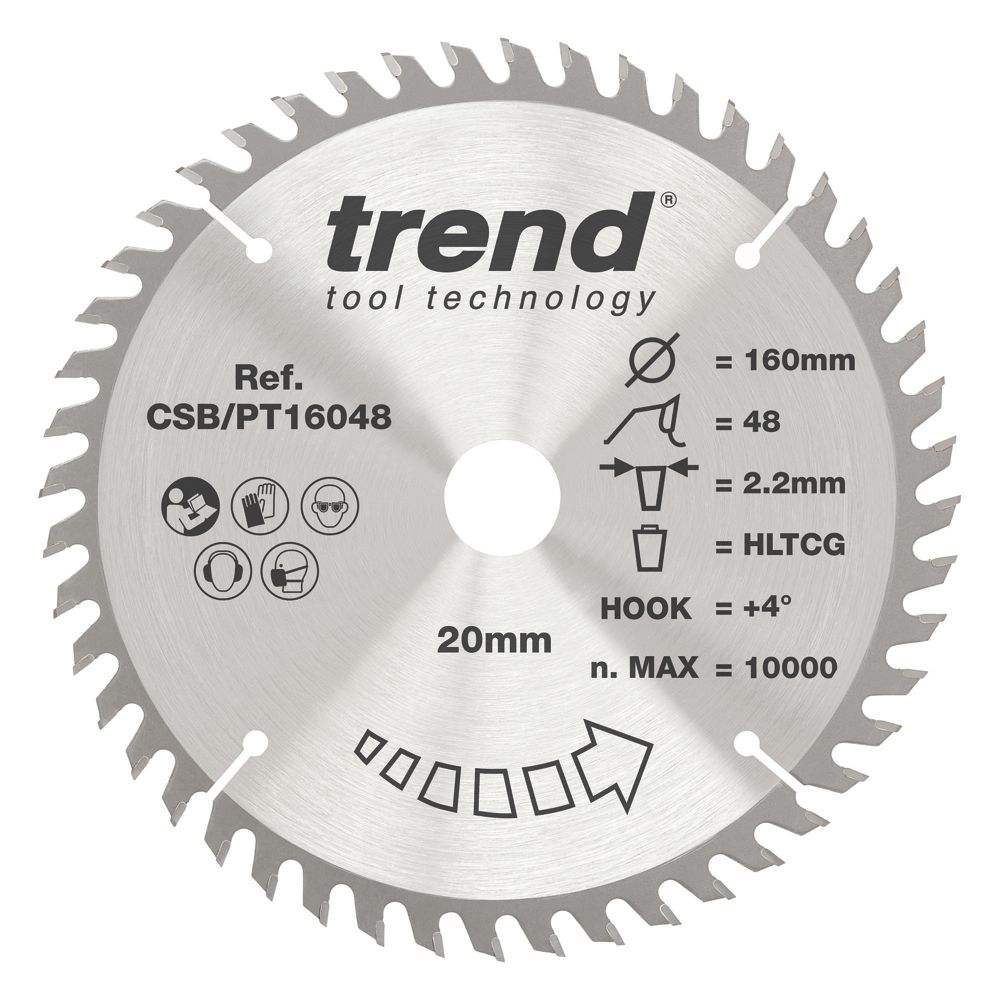 Image of Trend CraftPro CSB/PT16048 Wood Plunge Saw Blade 160mm x 20mm 48T 