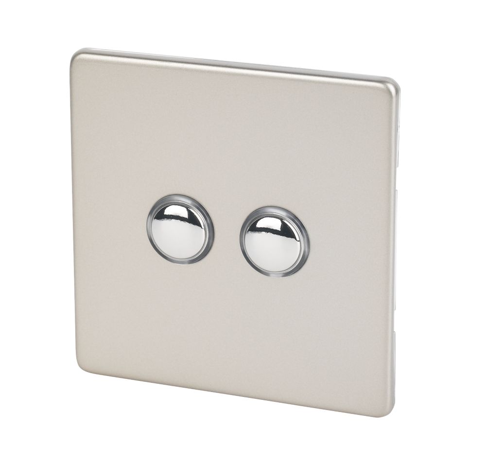 Image of Varilight 6AX 2-Gang 2-Way Light Switch Satin Chrome 