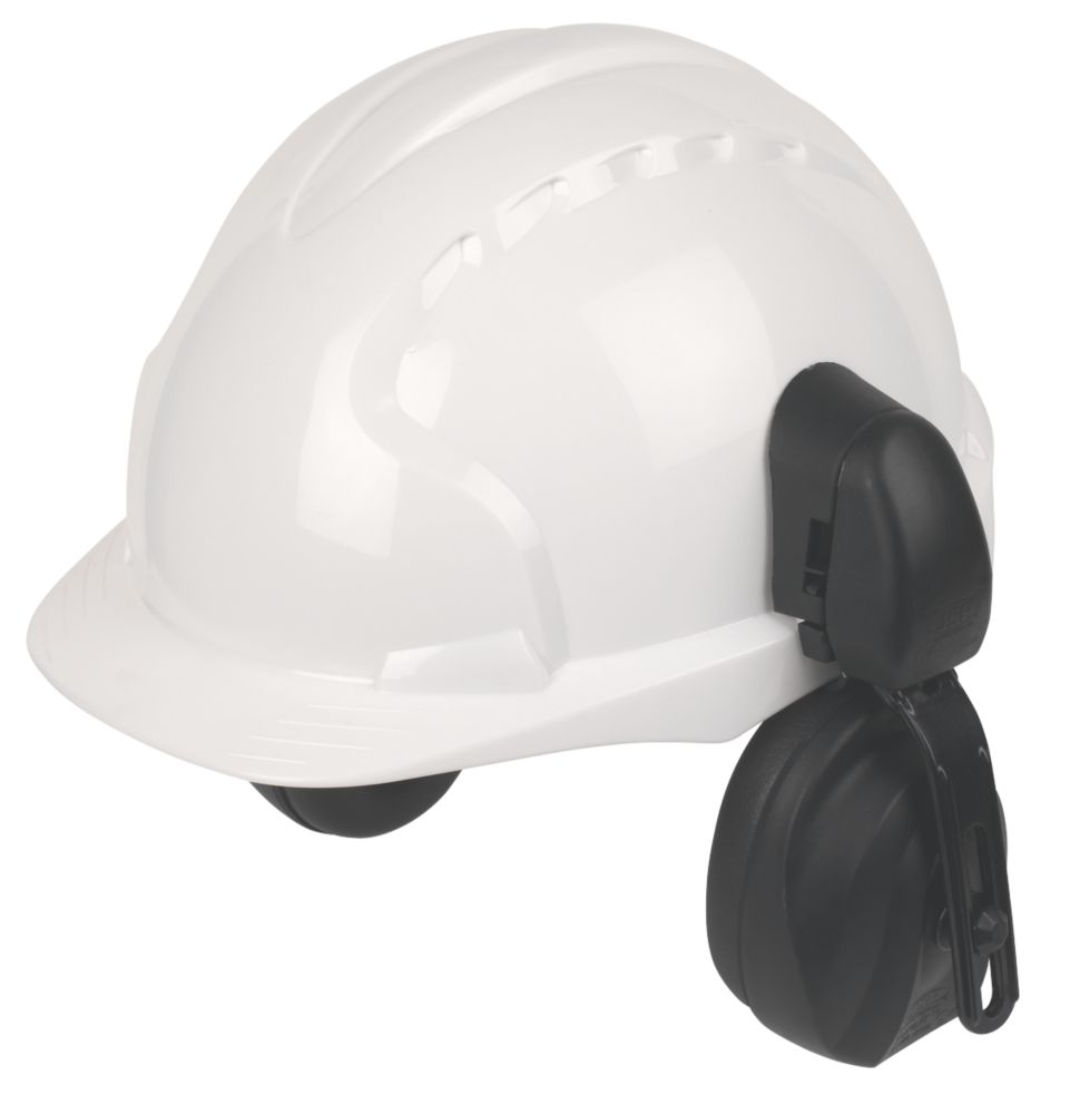 Image of JSP EVO3 Comfort Plus Adjustable Safety Helmet with Ear Defenders White 