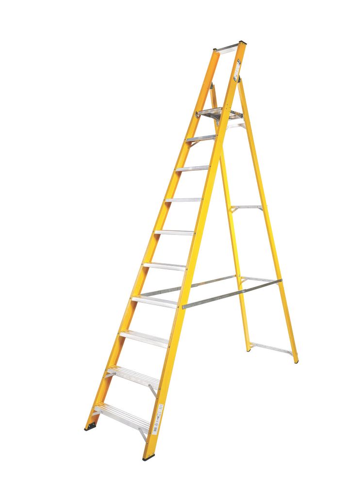 Image of Lyte Fibreglass 10-Treads Platform Stepladder 2.1m 