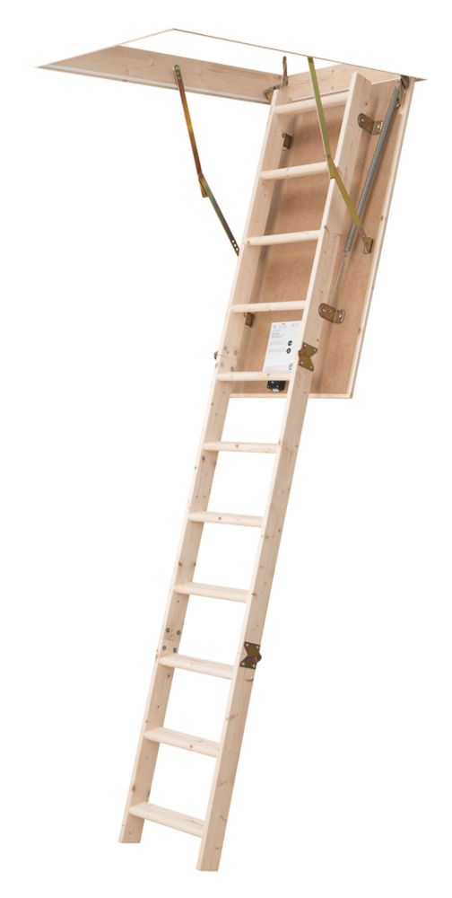 Image of 3-Sections Insulated Timber Loft Ladder Kit 2.77m 
