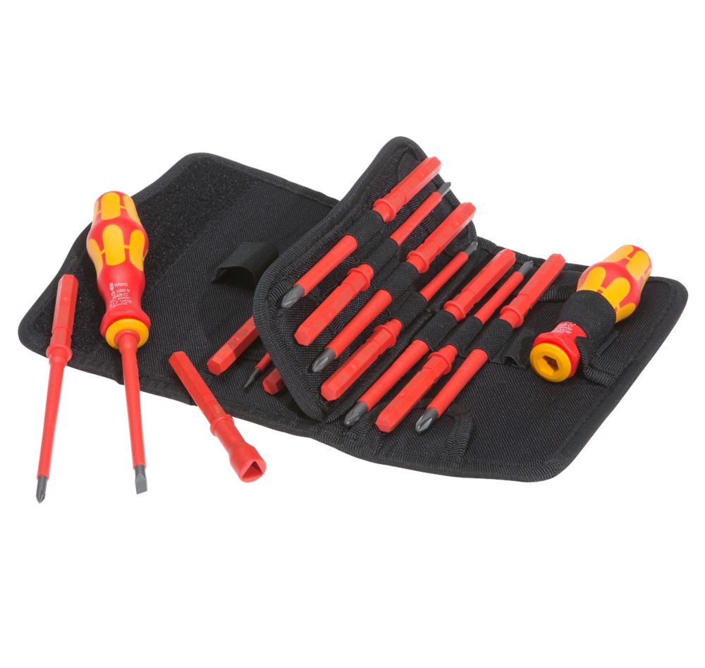 Image of Wera Kraftform Kompakt VDE Interchangeable Twin Handle Screwdriver Bit Set 18 Pieces 