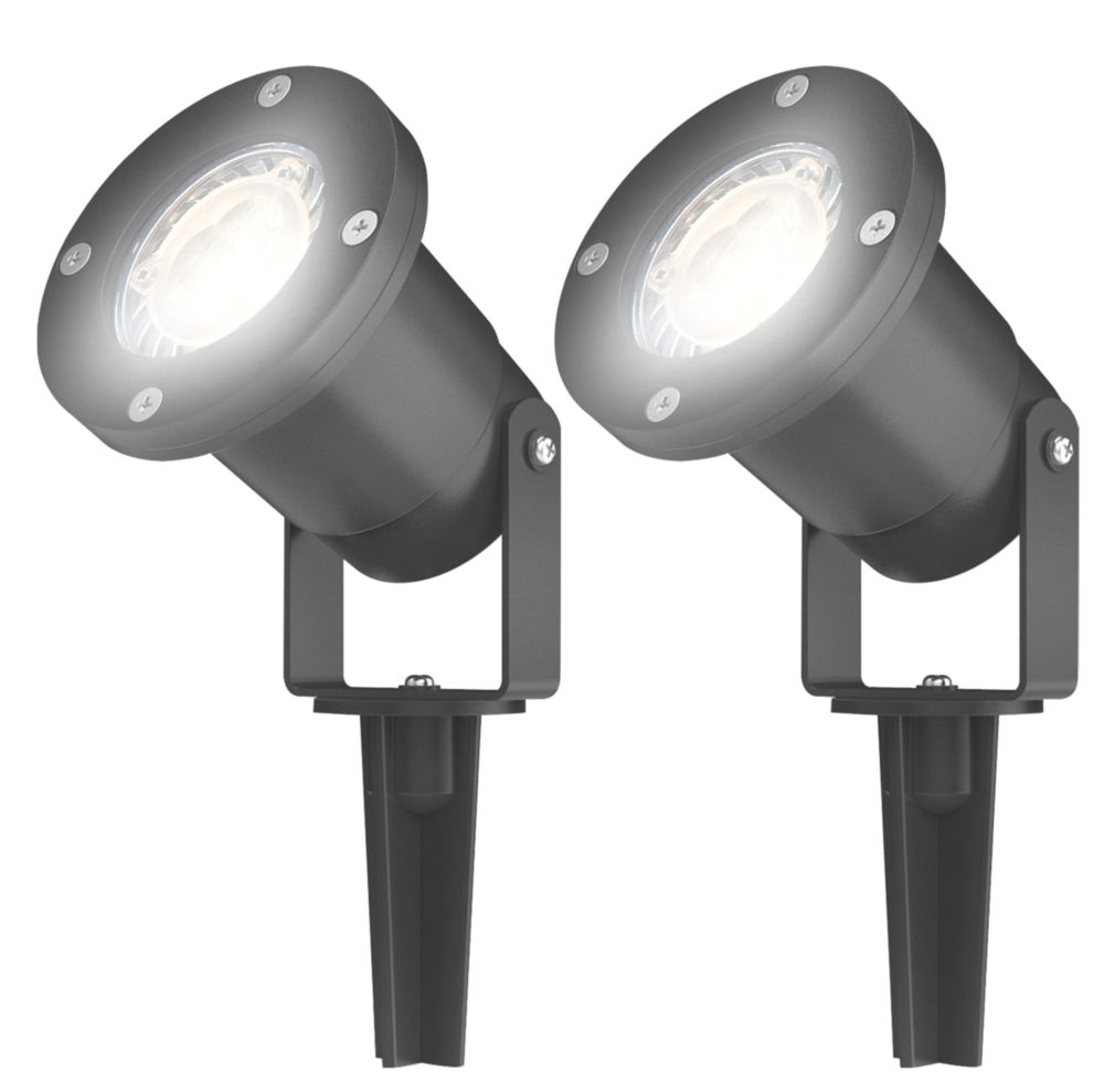Image of 4lite Outdoor Spike Light Anthracite 2 Pack 