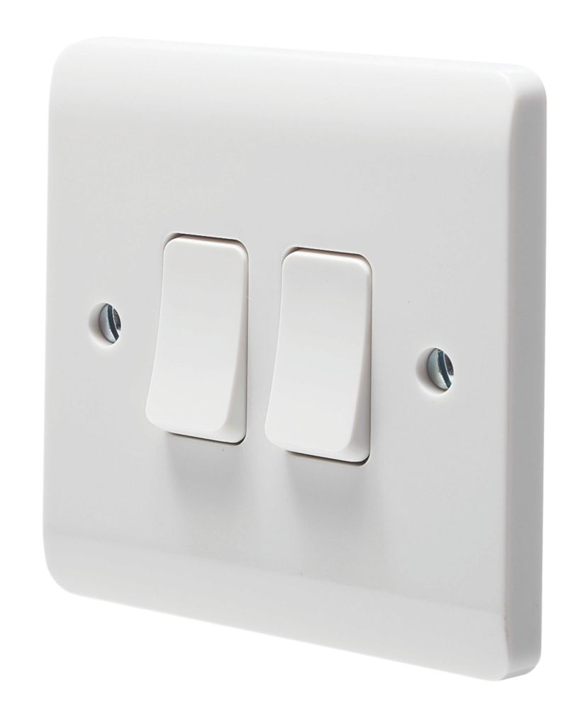 Image of Crabtree Instinct 10AX 2-Gang 2-Way Light Switch White 