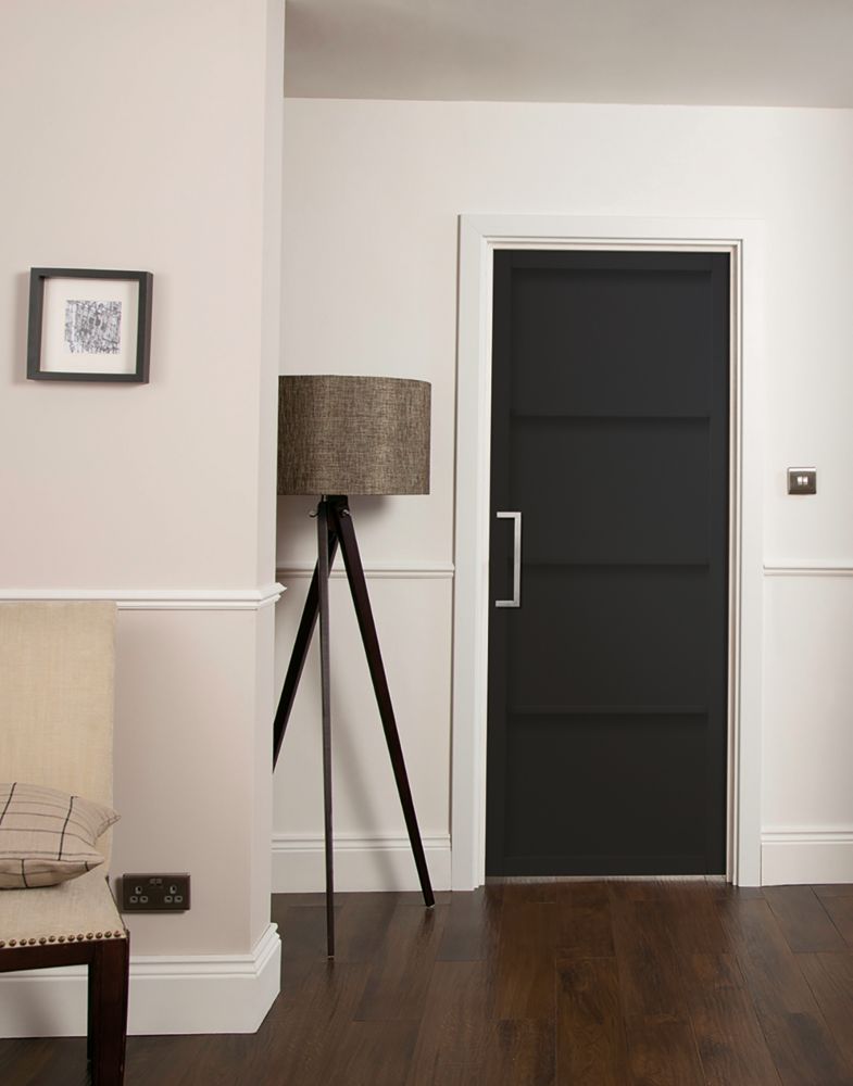 Image of Jeld-Wen Painted Black Wooden 4-Panel Shaker Internal Door 1981mm x 762mm 