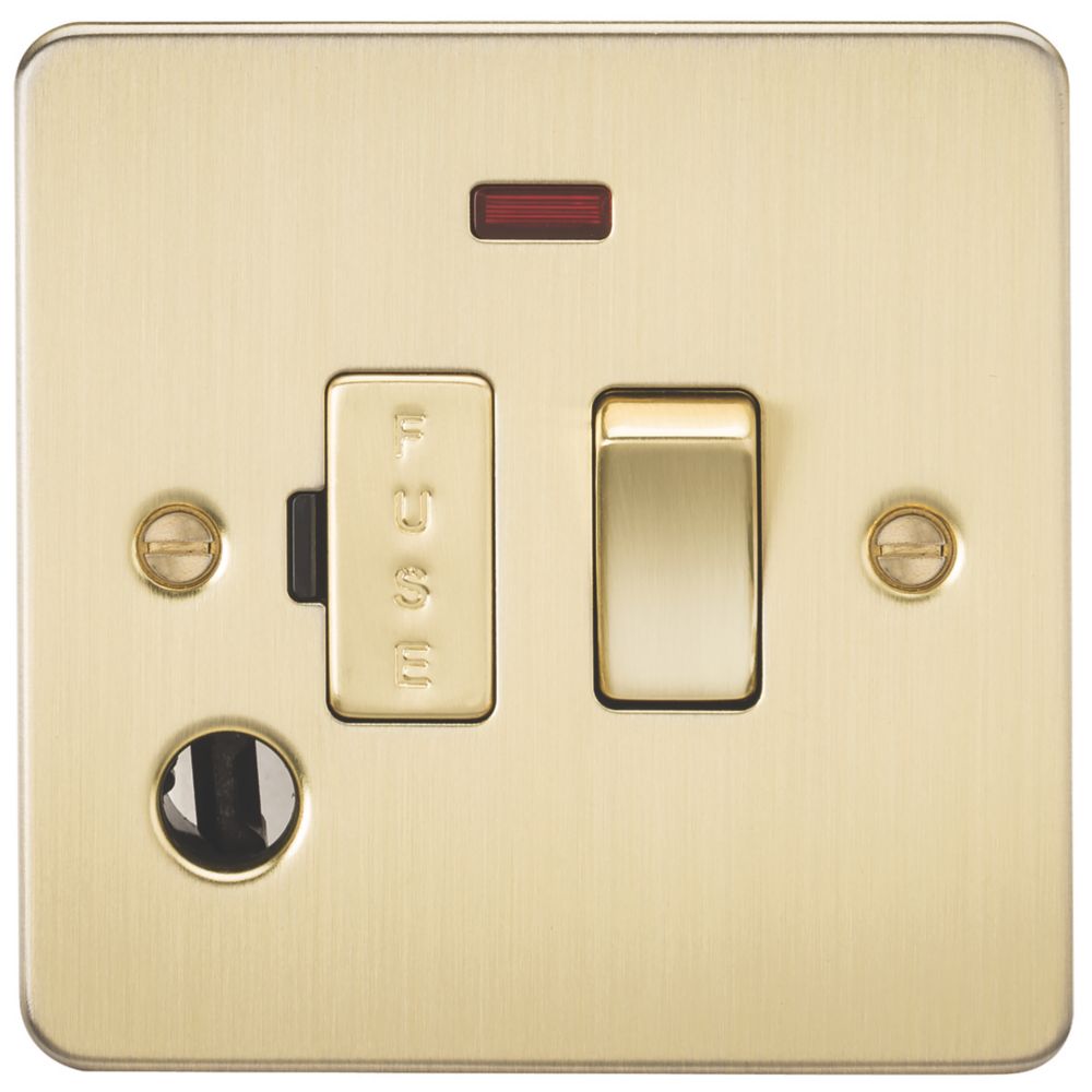 Image of Knightsbridge 13A Switched Fused Spur & Flex Outlet with LED Brushed Brass 