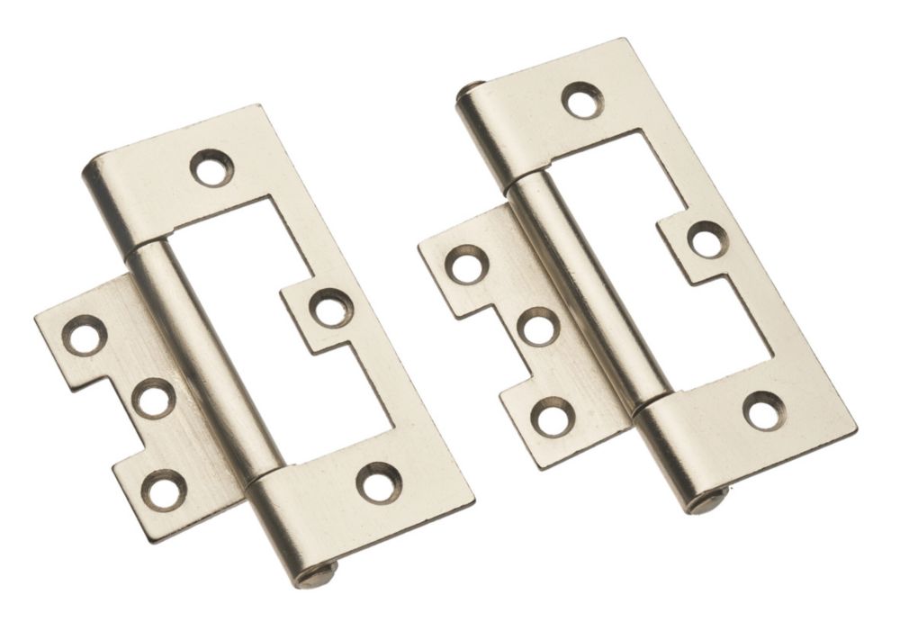 Image of Smith & Locke Satin Nickel Flush Hinges 100mm x 59.5mm 2 Pack 