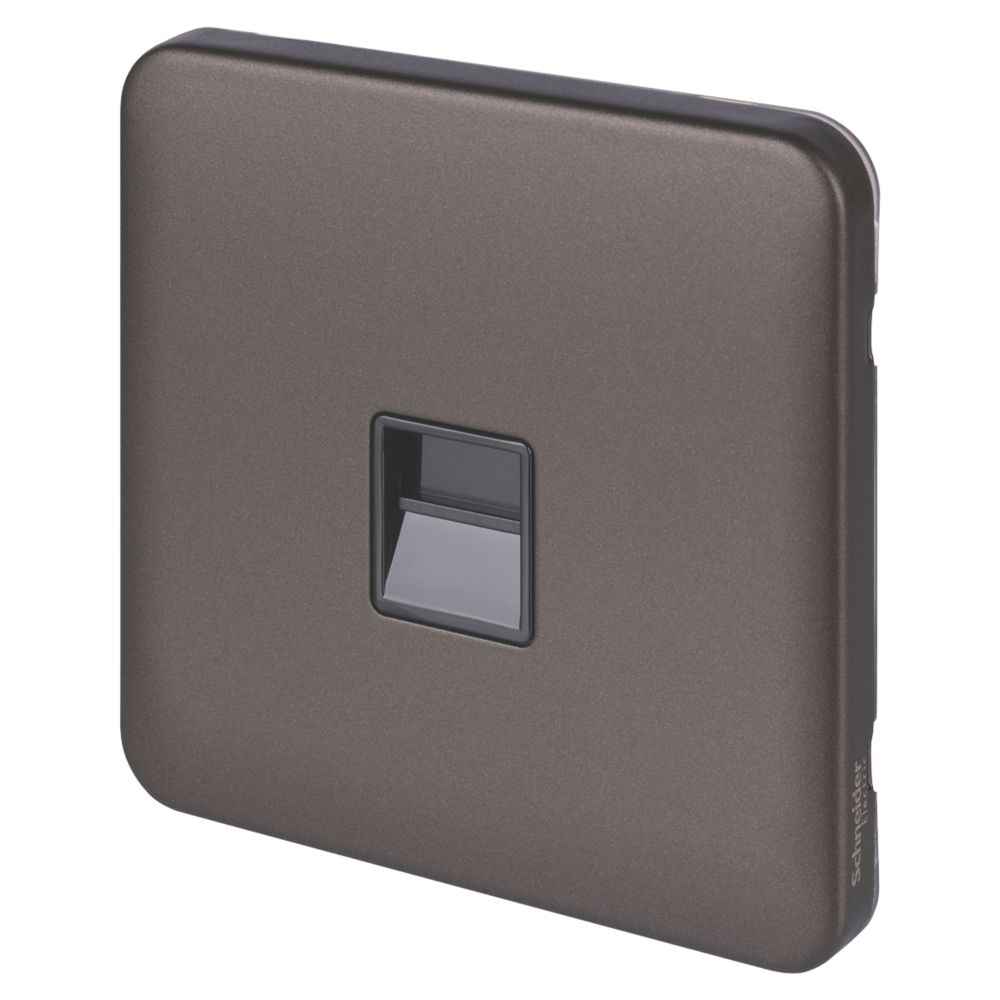 Image of Schneider Electric Lisse Deco Master Telephone Socket Mocha Bronze with Black Inserts 