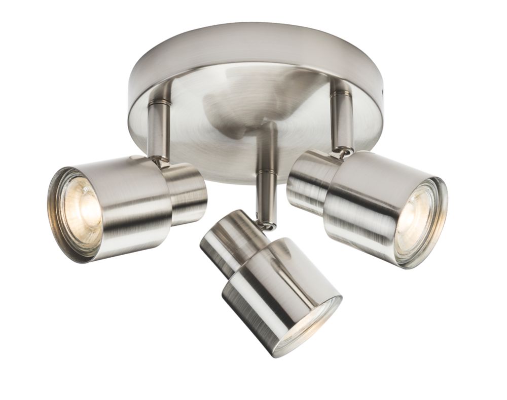 Image of Knightsbridge Round 3-Light Triple GU10 Ceiling Spotlight Brushed Chrome 