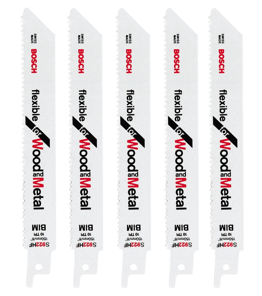 Image of Bosch S922HF Wood with Nails & Plastics Reciprocating Saw Blades 150mm 5 Pack 