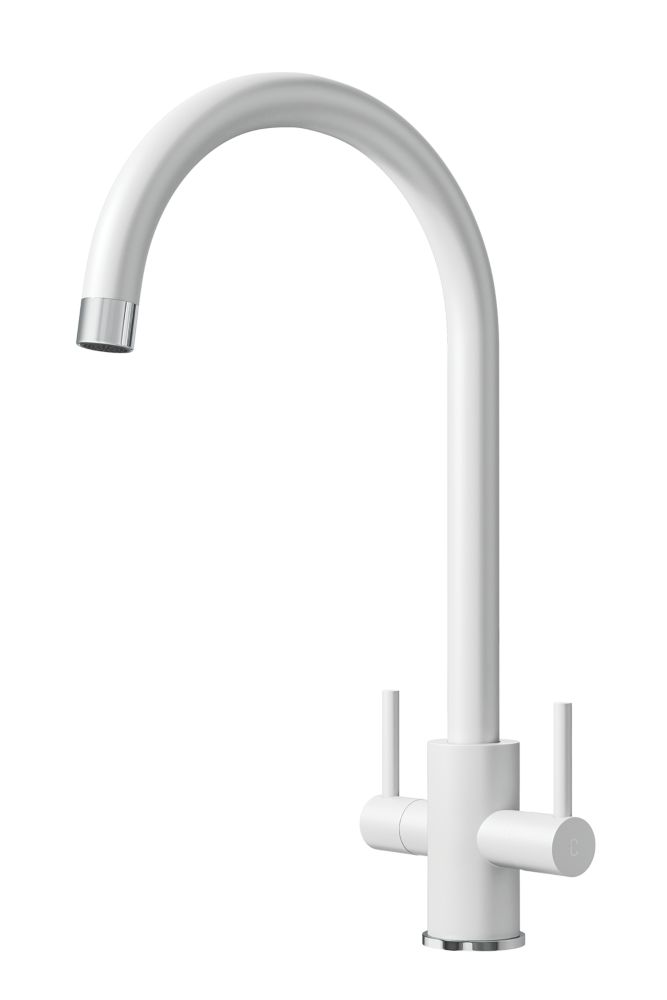 Image of ETAL Sorrento Twin Lever Kitchen Mixer Tap Matt White 