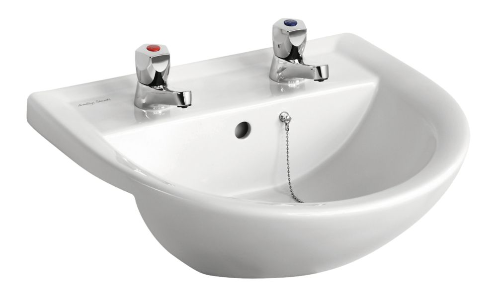 Image of Armitage Shanks Sandringham 21 Semi-Recessed Countertop Washbasin 2 Tap Holes 500mm 