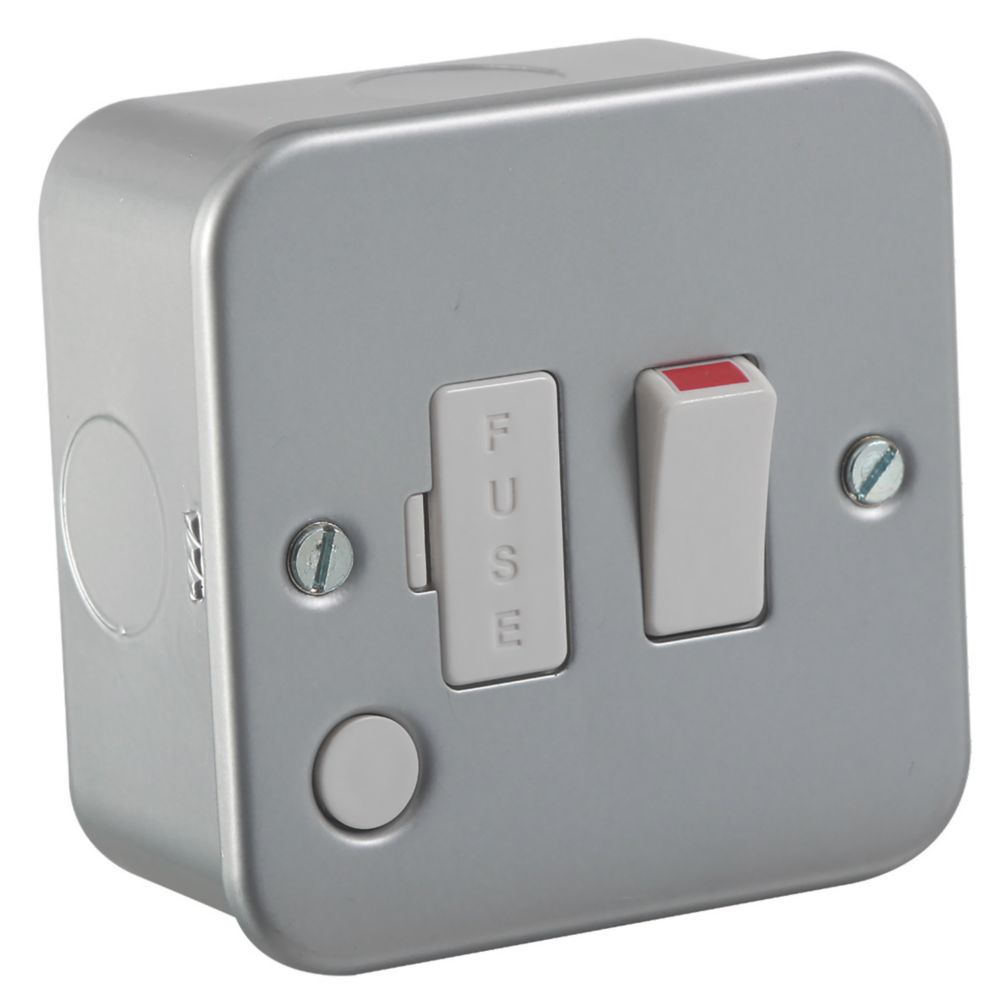 Image of Knightsbridge 13A Switched Metal Clad Fused Spur & Flex Outlet with White Inserts 