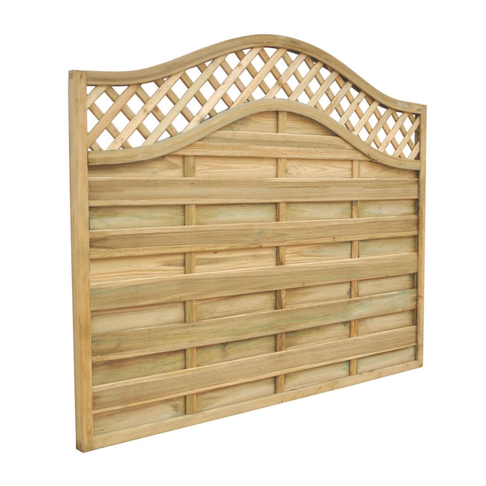 Image of Forest Prague Lattice Curved Top Fence Panels Natural Timber 6' x 5' Pack of 10 