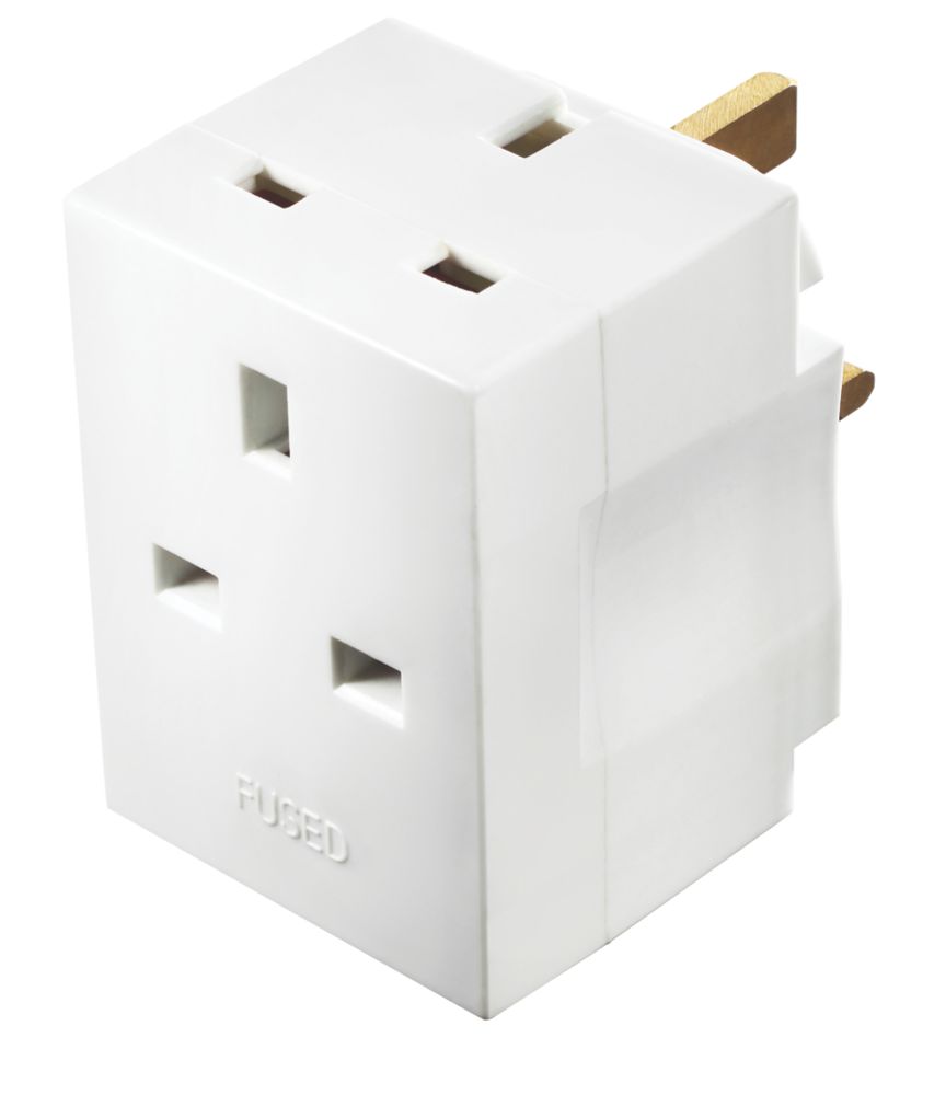 Image of Masterplug 13A Fused 3-Way Plug Adaptor 