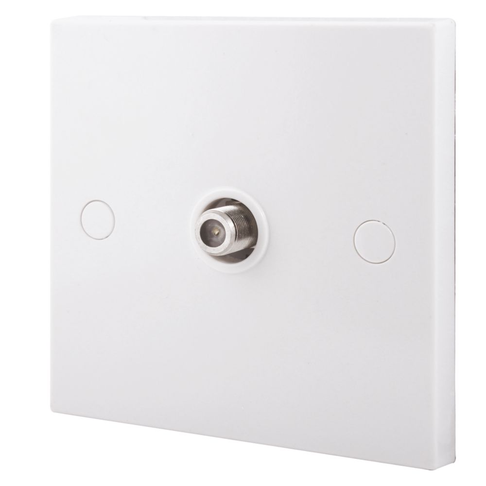 Image of British General 900 Series 1-Gang F-Type Satellite Socket White with Colour-Matched Inserts 