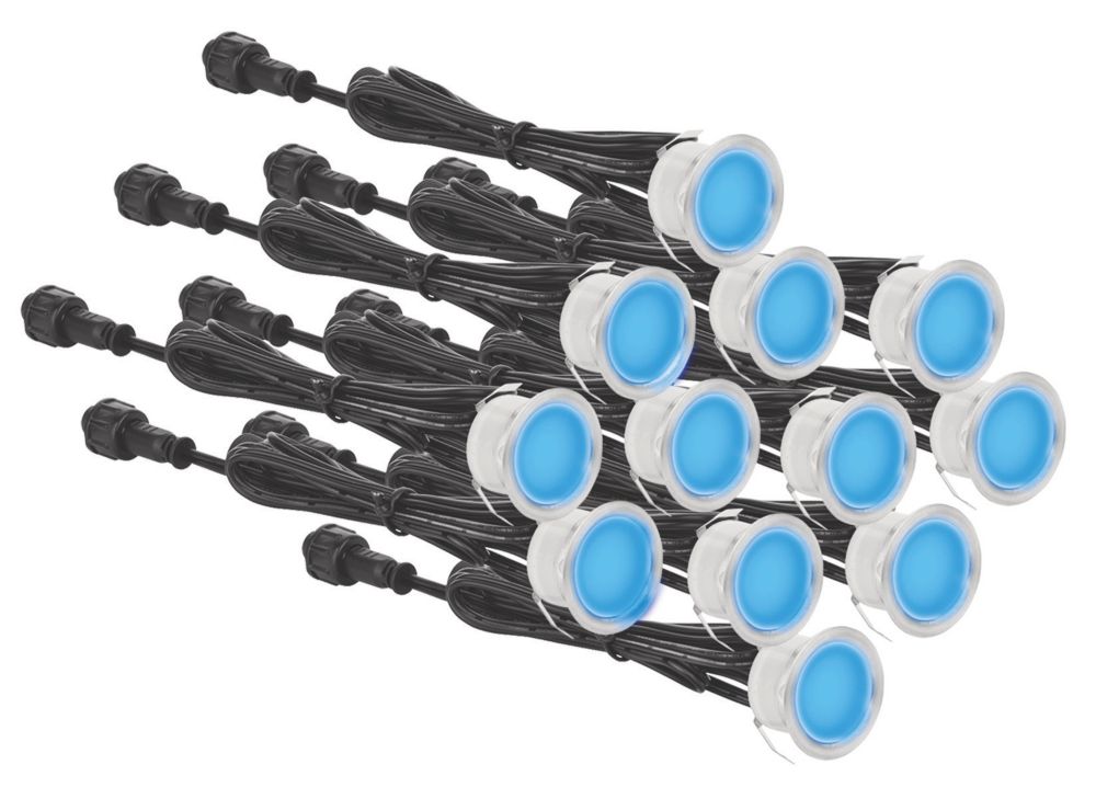 Image of Aurora M-Lite 30mm Outdoor LED Deck Light Kit Stainless Steel 7.2W 144lm 12 Pack 