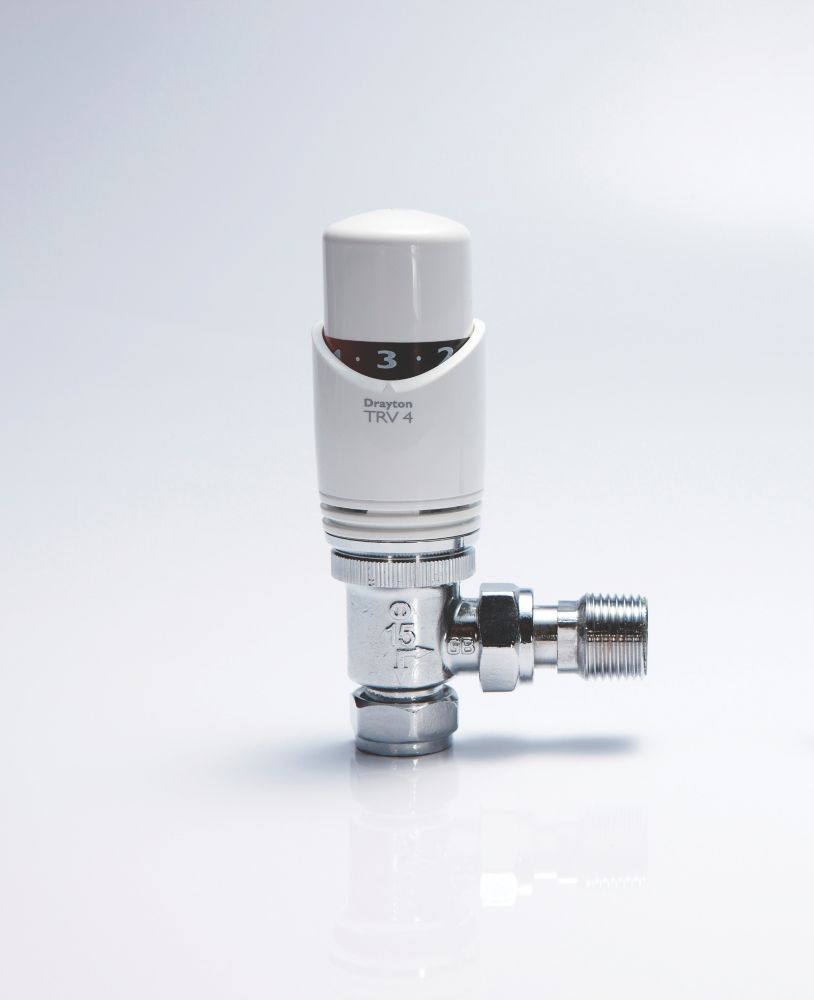 Image of Drayton TRV4 White Angled Thermostatic TRV 15mm x 1/2" 