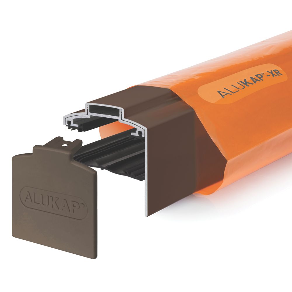 Image of ALUKAP-XR Brown Gable Glazing Bar with Gasket 3000mm x 60mm 