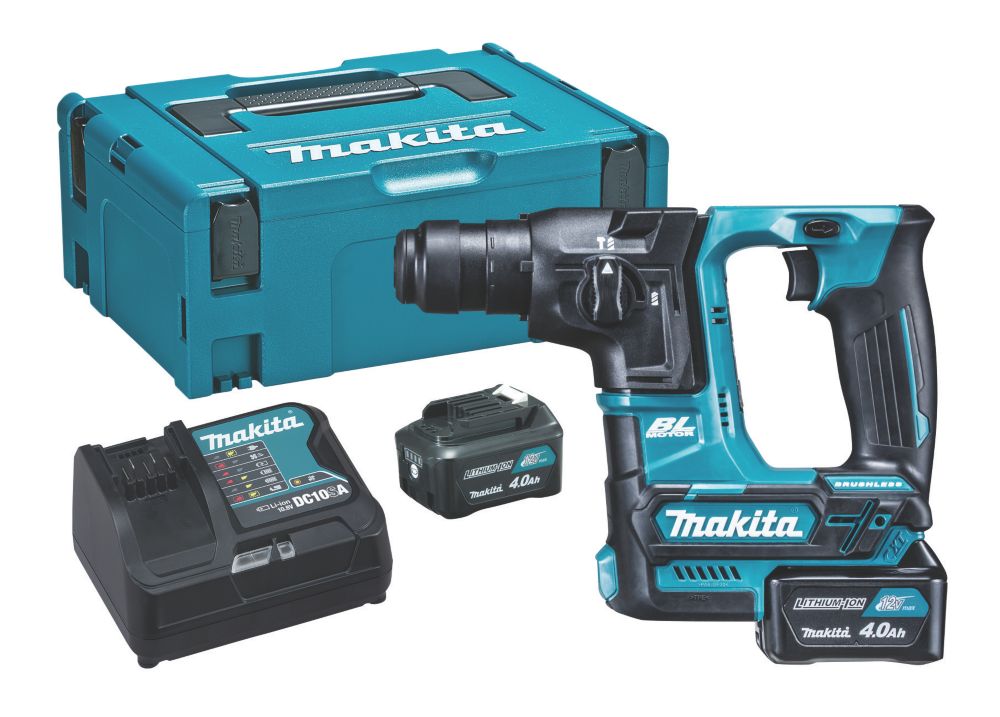 Image of Makita HR166DSMJ 2.4kg 10.8-12V 2 x 4.0Ah Li-Ion CXT Brushless Cordless SDS Plus Drill 