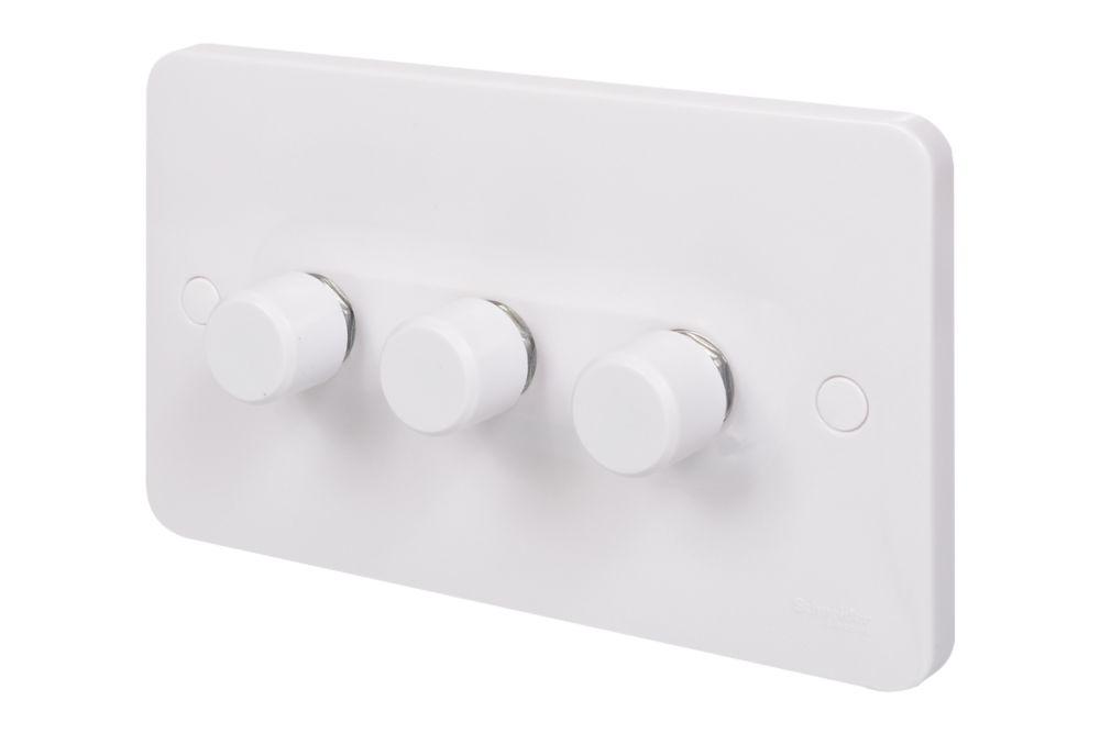 Image of Schneider Electric Lisse 3-Gang 2-Way Dimmer Switch White 