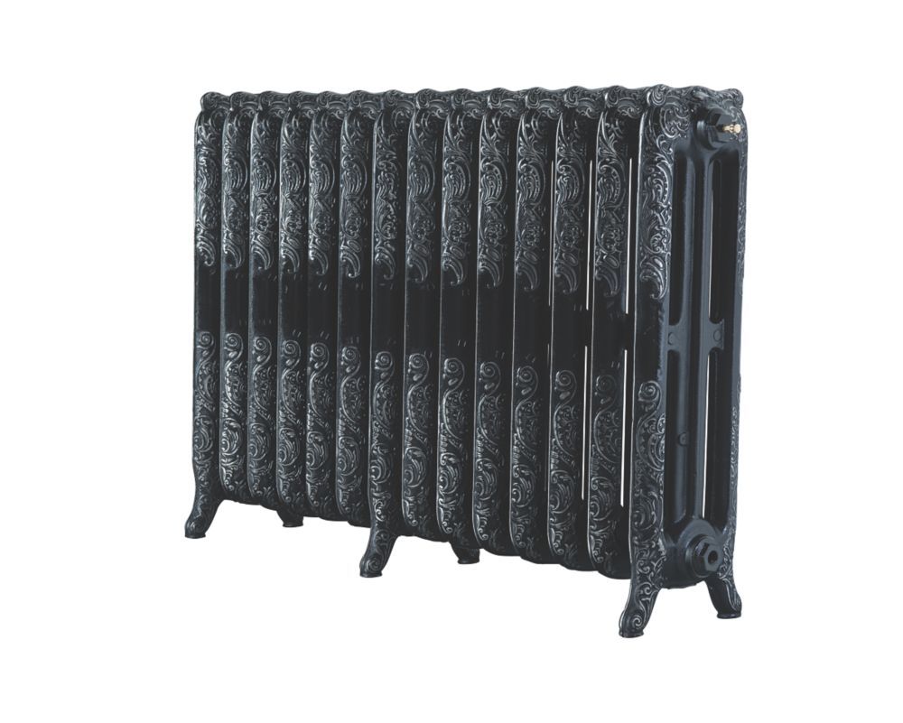 Image of Arroll Montmartre 3-Column Cast Iron Radiator 760mm x 1154mm Black / Silver 6879BTU 