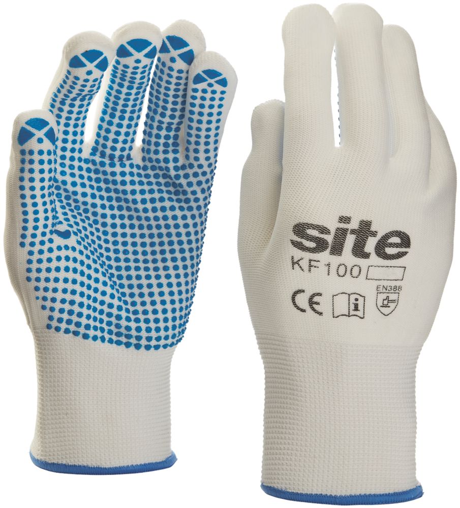 Image of Site 100 PVC Dot Gripper Gloves White Large 