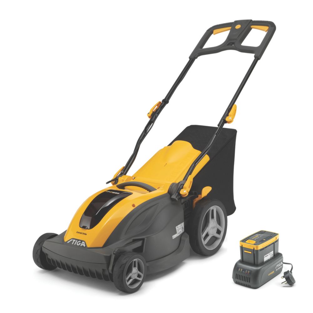 Image of Stiga Combi 344e Kit 48V 1 x 5Ah Li-Ion E-Power Brushless Cordless 42cm Hand-Propelled Rotary Lawn Mower 