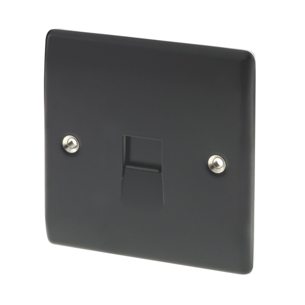 Image of British General Nexus Metal Master Telephone Socket Matt Black 