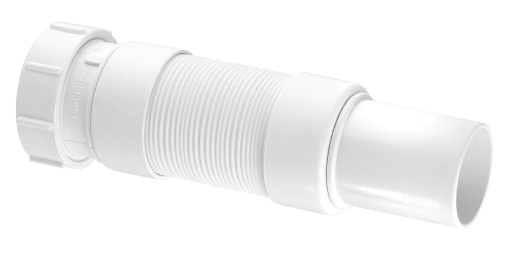 Image of McAlpine Flexcon6 Flexible Waste Pipe Fitting White 40mm x 210mm 