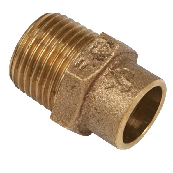 Image of Yorkshire Brass Solder Ring Adapting Male Coupler 15mm x 1/2" 