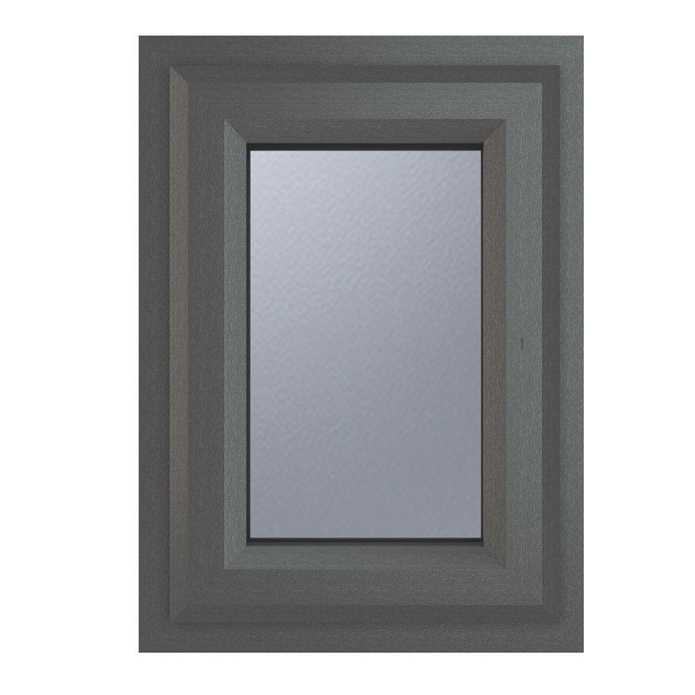 Image of Crystal Top Opening Obscure Triple-Glazed Casement Anthracite on White uPVC Window 610mm x 610mm 