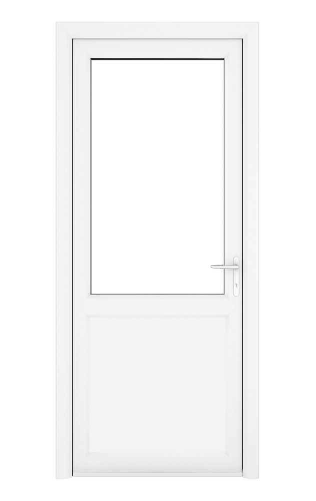 Image of Crystal 1-Panel 1-Clear Light Left-Hand Opening White uPVC Back Door 2090mm x 920mm 