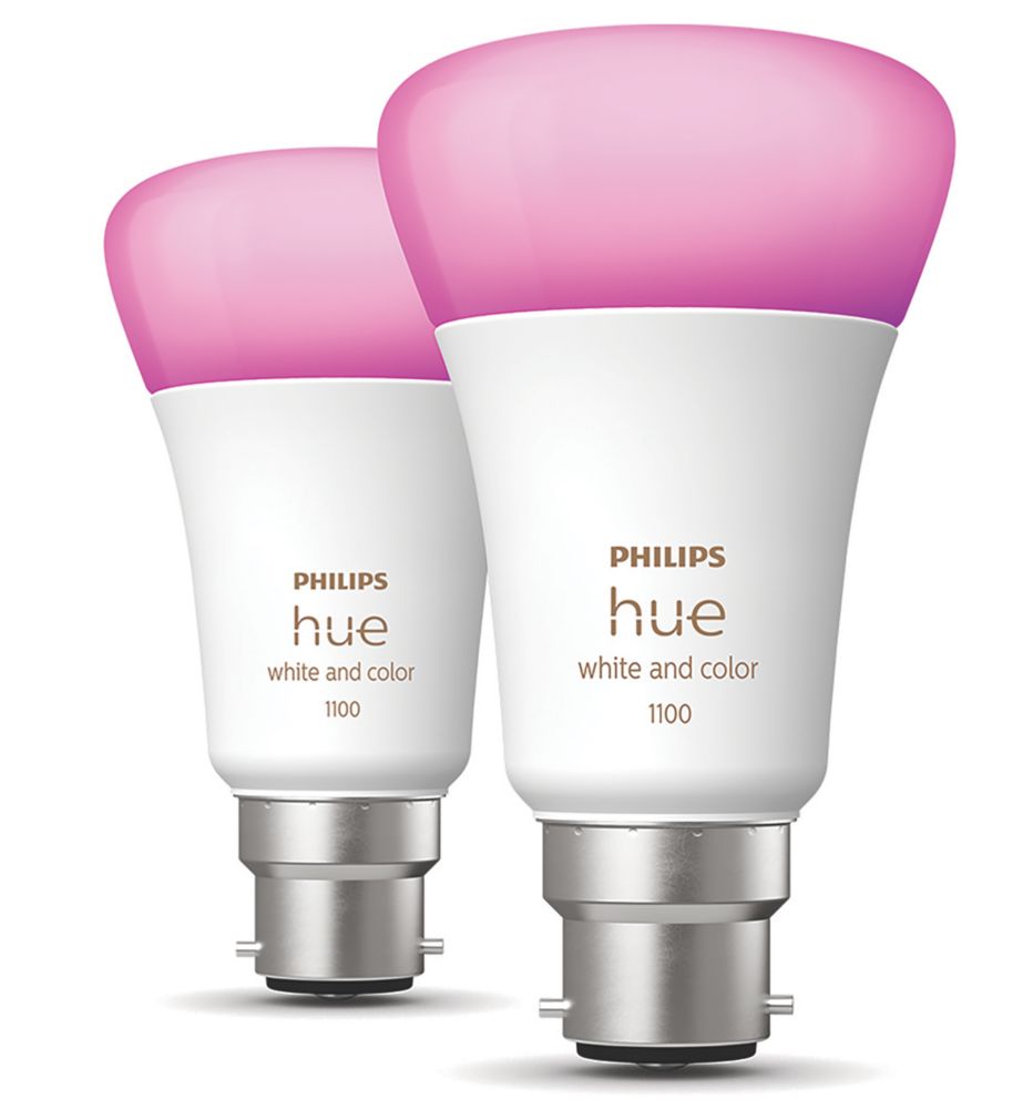 Image of Philips Hue BC A19 RGB & White LED Smart Light Bulb 9W 806lm 2 Pack 