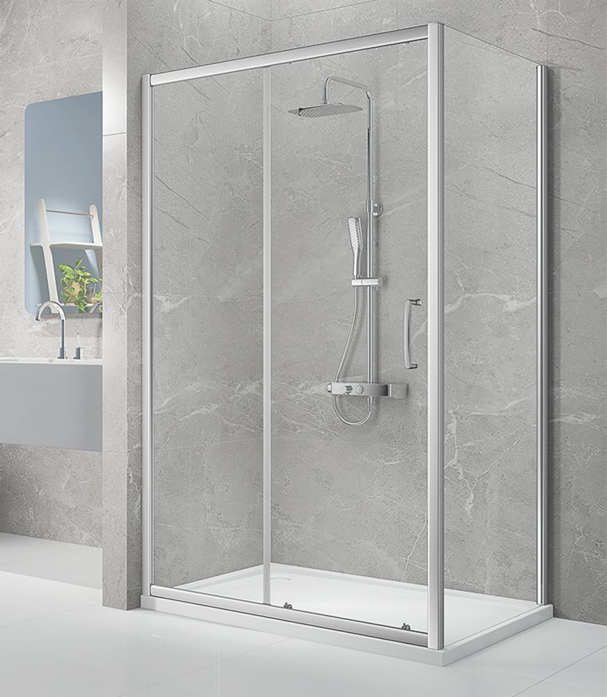 Image of Triton Neo Eight Framed Rectangular Sliding Door Shower Enclosure Reversible Chrome 1100mm x 800mm x 1900mm 