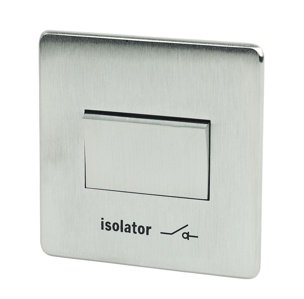 Image of Crabtree Platinum 6A 1-Gang 3-Pole Fan Isolator Switch Satin Chrome 