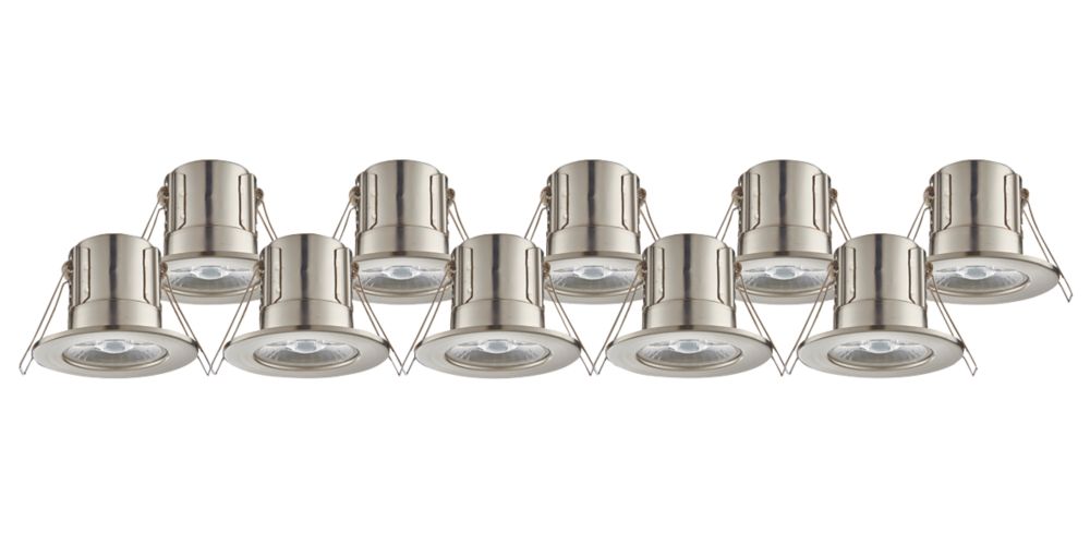 Image of LAP Cosmoseco Fixed Fire Rated LED Downlight Satin Nickel 5.8W 450lm 10 Pack 