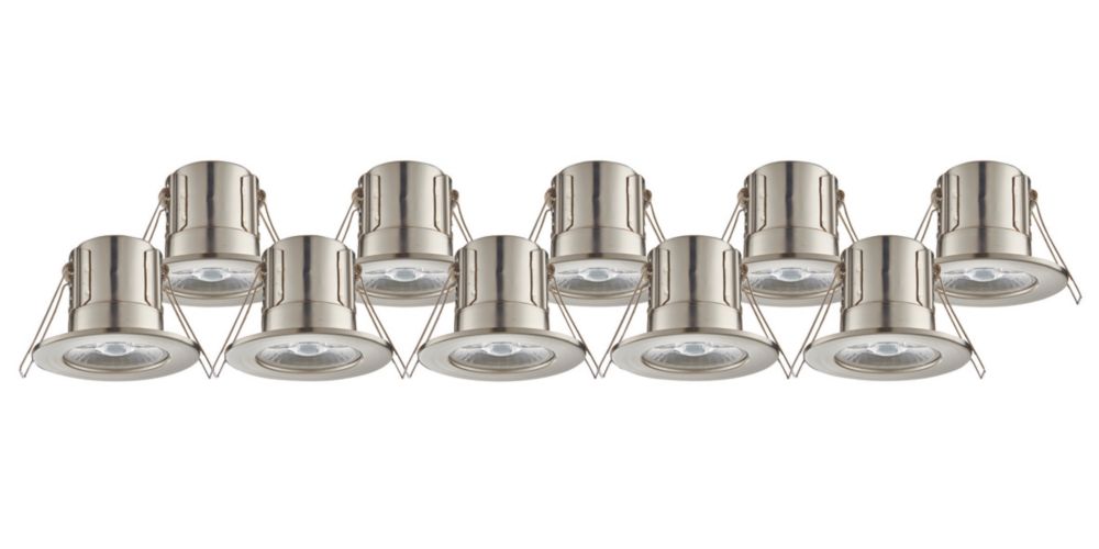 Image of LAP Cosmoseco Fixed Fire Rated LED Downlight Satin Nickel 5.8W 450lm 10 Pack 