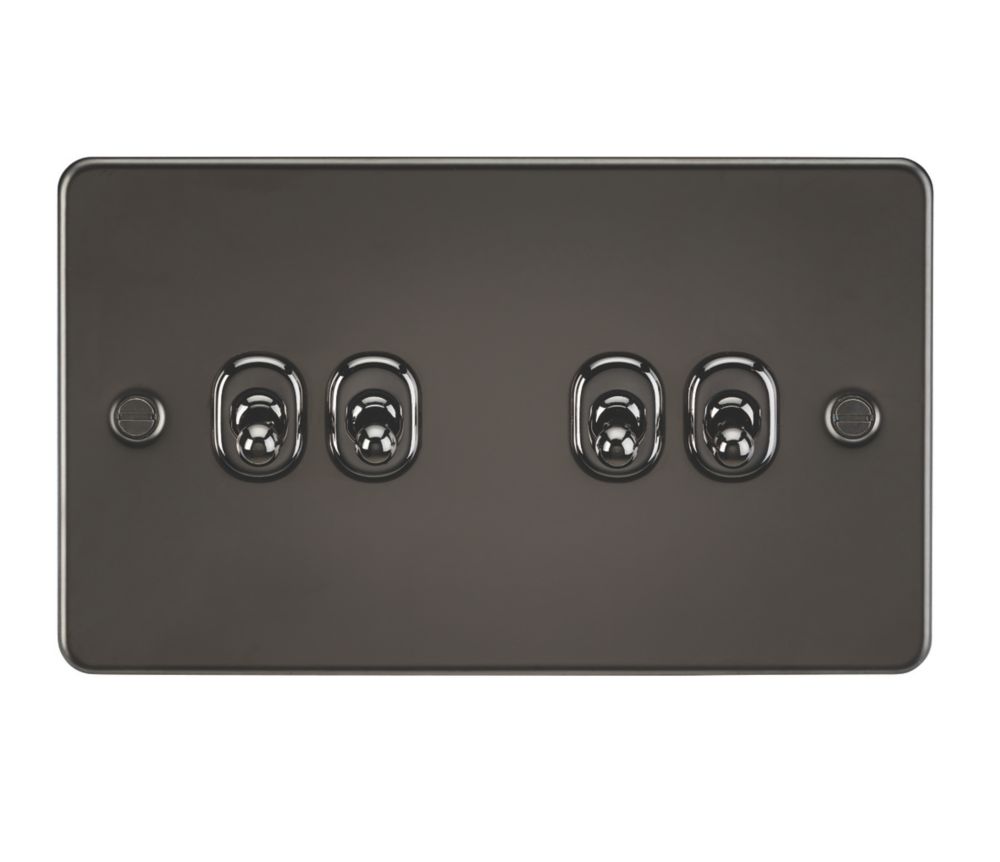 Image of Knightsbridge 10AX 4-Gang 2-Way Light Switch Gunmetal 