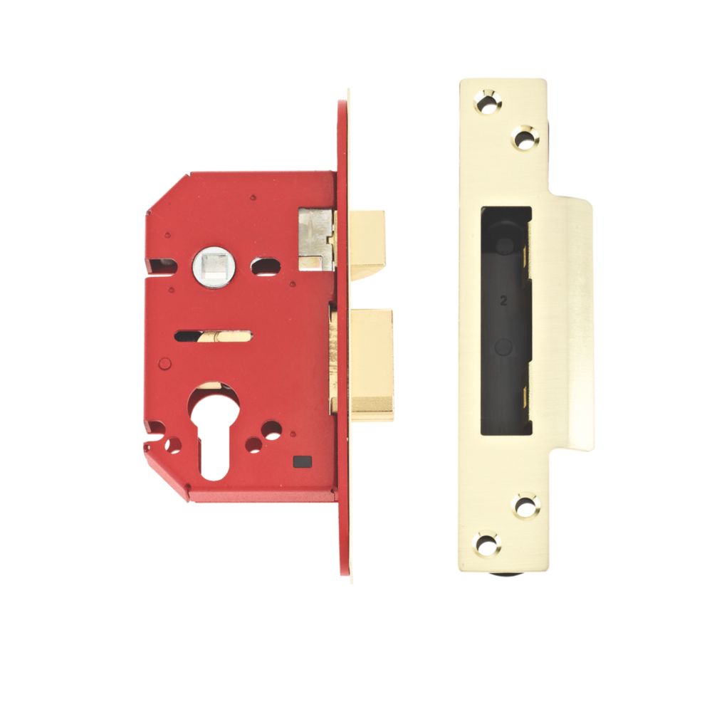 Image of Union Fire Rated Brass Euro Profile Mortice Lock 68mm Case - 45mm Backset 